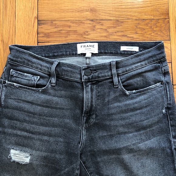 Frame Le Garçon Distressed Grey Jeans 26 - Picture 2 of 7